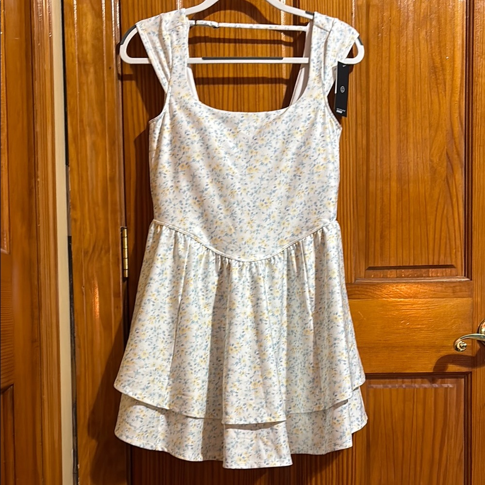 Gilly Hicks Cream Fit and Flare Dress with Square Neckline